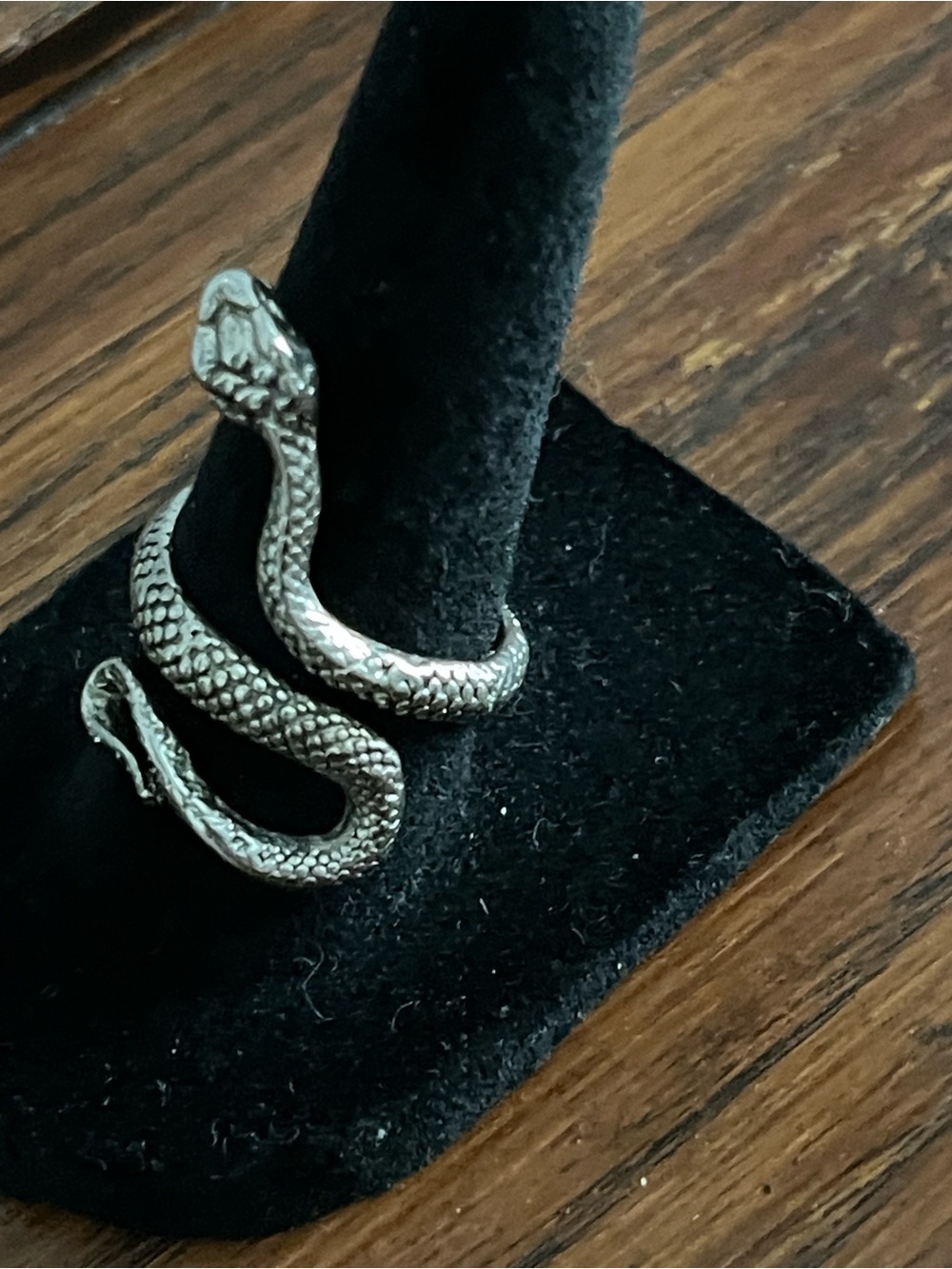 Silver Snake Coil Reptile Bypass Ring - Black & Silver